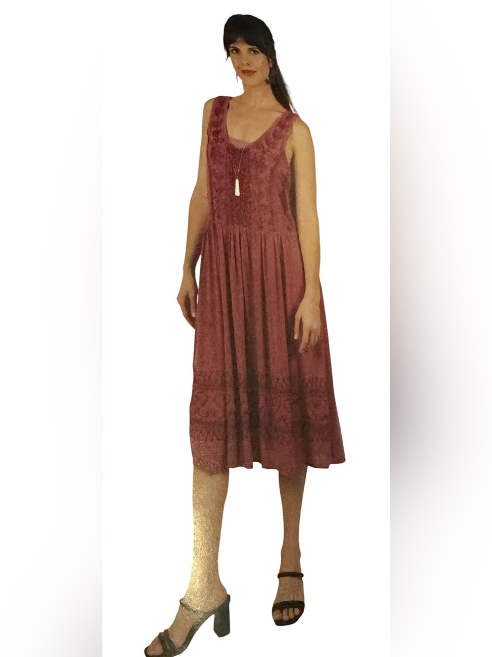 Sacred Threads Mauve Lace-Panel Midi Dress.  5012. TURQ01